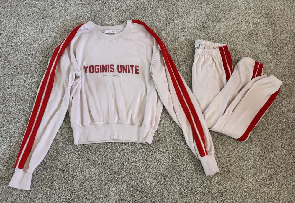 Spiritual Gangster Yoginis Unite Pink Sweatshirt Joggers French Terry Set Sz S/M